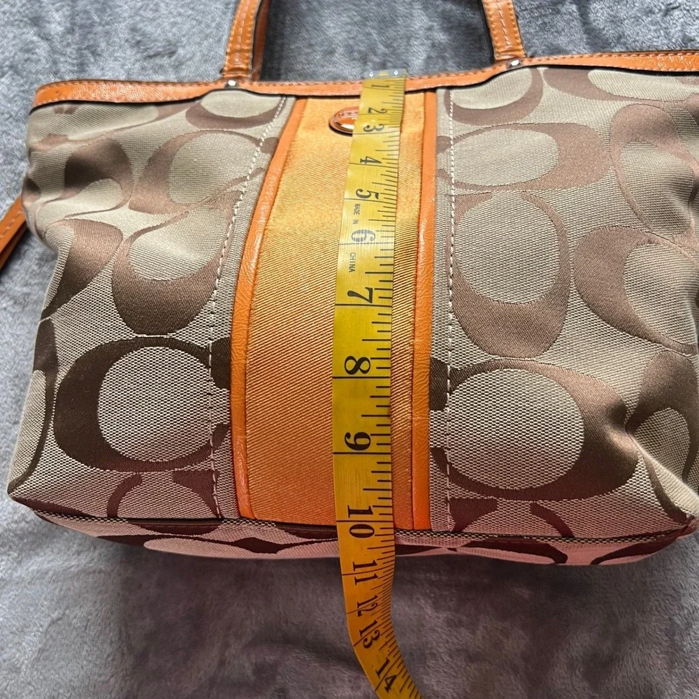 Coach Signature Gallery Tote Bag Orange Brown Monogram Canvas Shoulder Bag